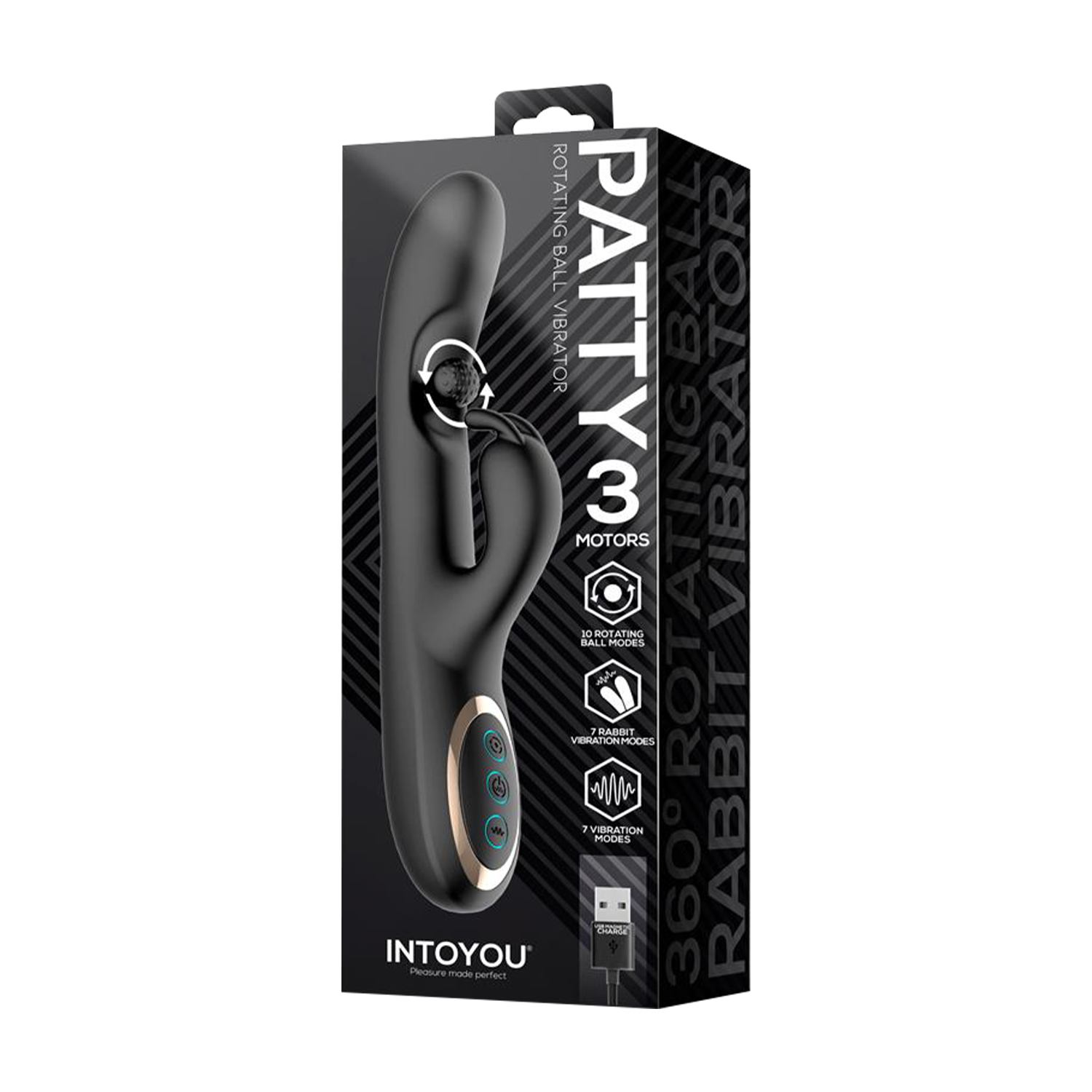 IY – Patty – Rabbit-Vibrator mit rotierender Kugel – Schwarz