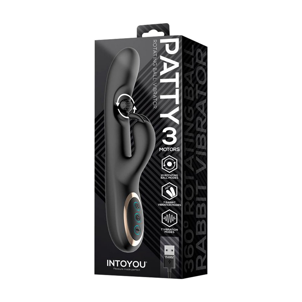 IY – Patty – Rabbit-Vibrator mit rotierender Kugel – Schwarz