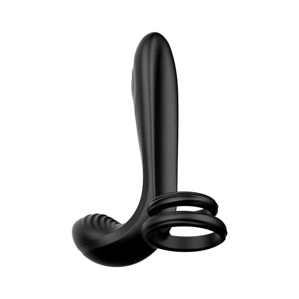 3: IY – Synkox – Girth Gainer Vibrierender Doppel-Penisring mit Fernbedienung – Schwarz