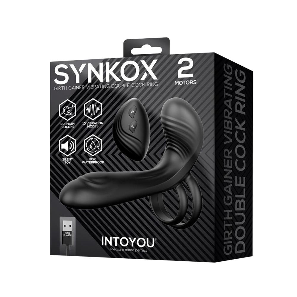7: IY – Synkox – Girth Gainer Vibrierender Doppel-Penisring mit Fernbedienung – Schwarz
