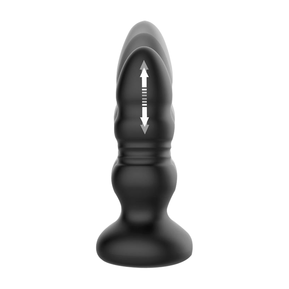 3: IY – Krax – Butt Plug mit Vibration, Stoßfunktion, LED-Licht und Fernbedienung – Schwarz