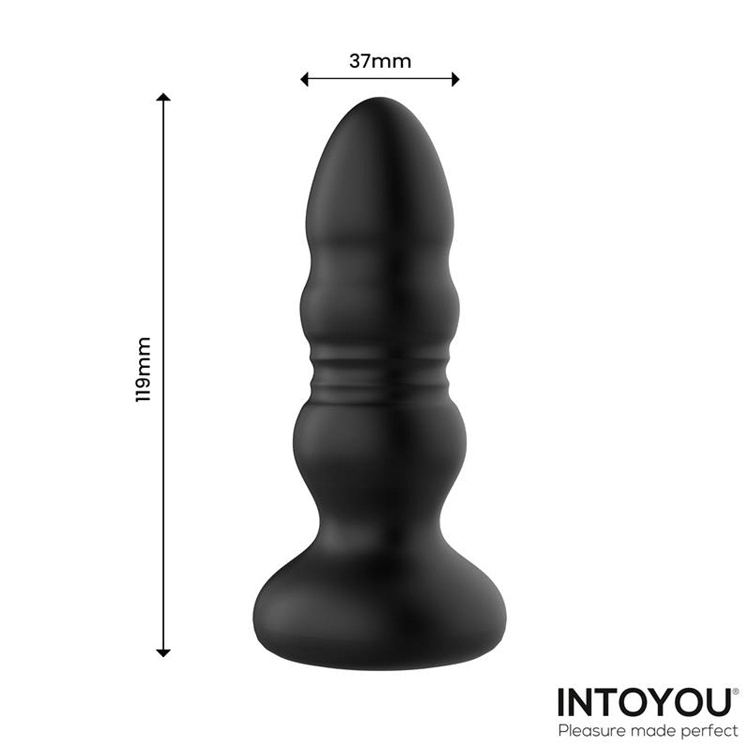 8: IY – Krax – Butt Plug mit Vibration, Stoßfunktion, LED-Licht und Fernbedienung – Schwarz