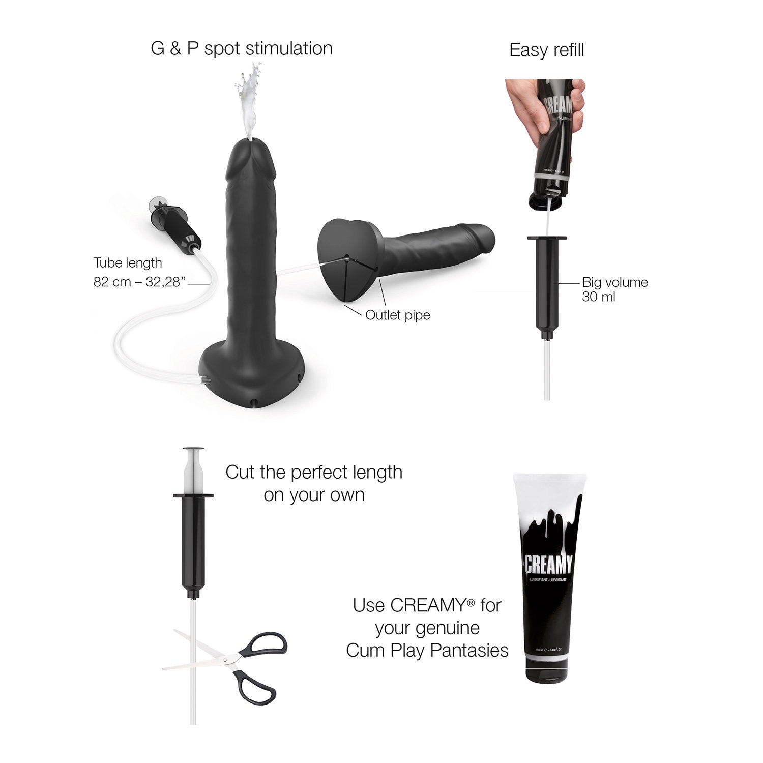 Strap-On-Me – Squirting Cum Dildo Realistic – Größe XL – Schwarz