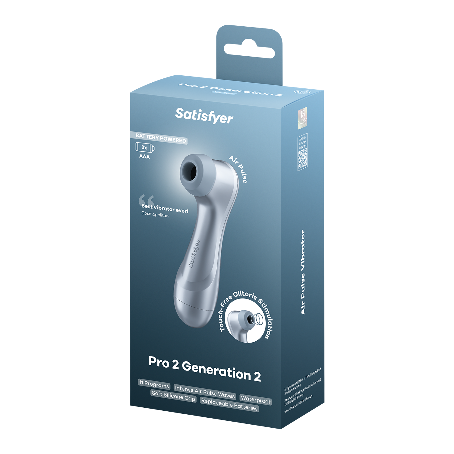 Satisfyer – Battery Series – Pro 2 Generation 2 – Air Pulse Vibrator – Ice Blue