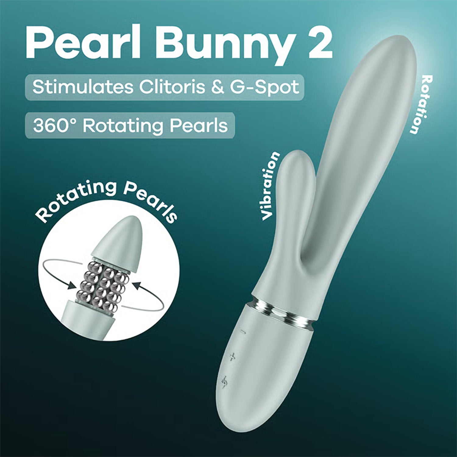 Satisfyer – Pearl Bunny 2 – Rotierender Rabbit-Vibrator – Hellblaugrün