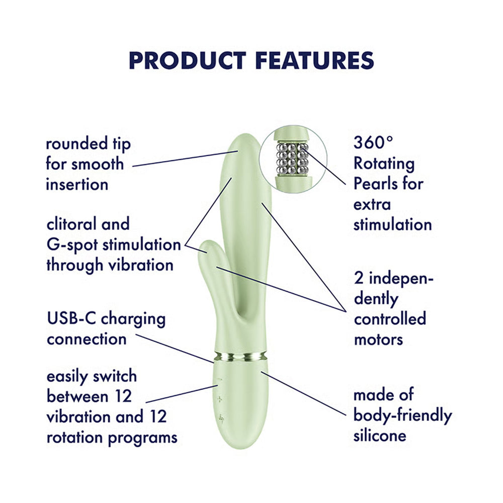 Satisfyer – Pearl Bunny 2 – Rotierender Rabbit-Vibrator – Hellgrün