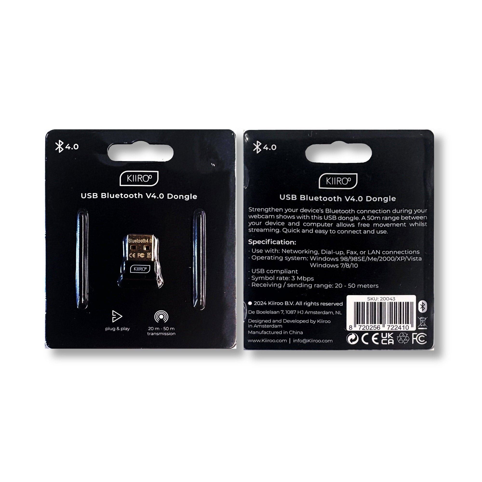 KIIROO – USB-Bluetooth-V4.0-Dongle – Schwarz