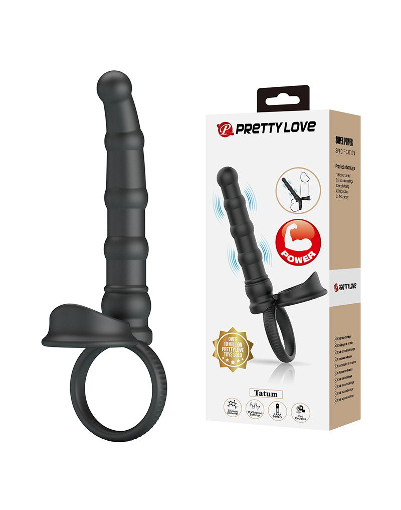 PL – Tatum – Analvibrator mit Penisring – Schwarz