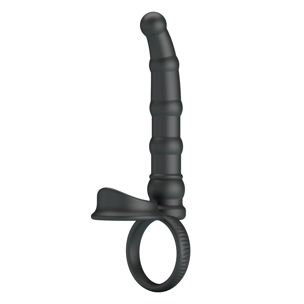 PL – Tatum – Analvibrator mit Penisring – Schwarz