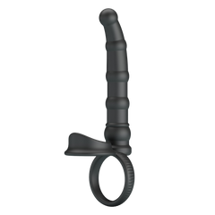 PL – Tatum – Analvibrator mit Penisring – Schwarz