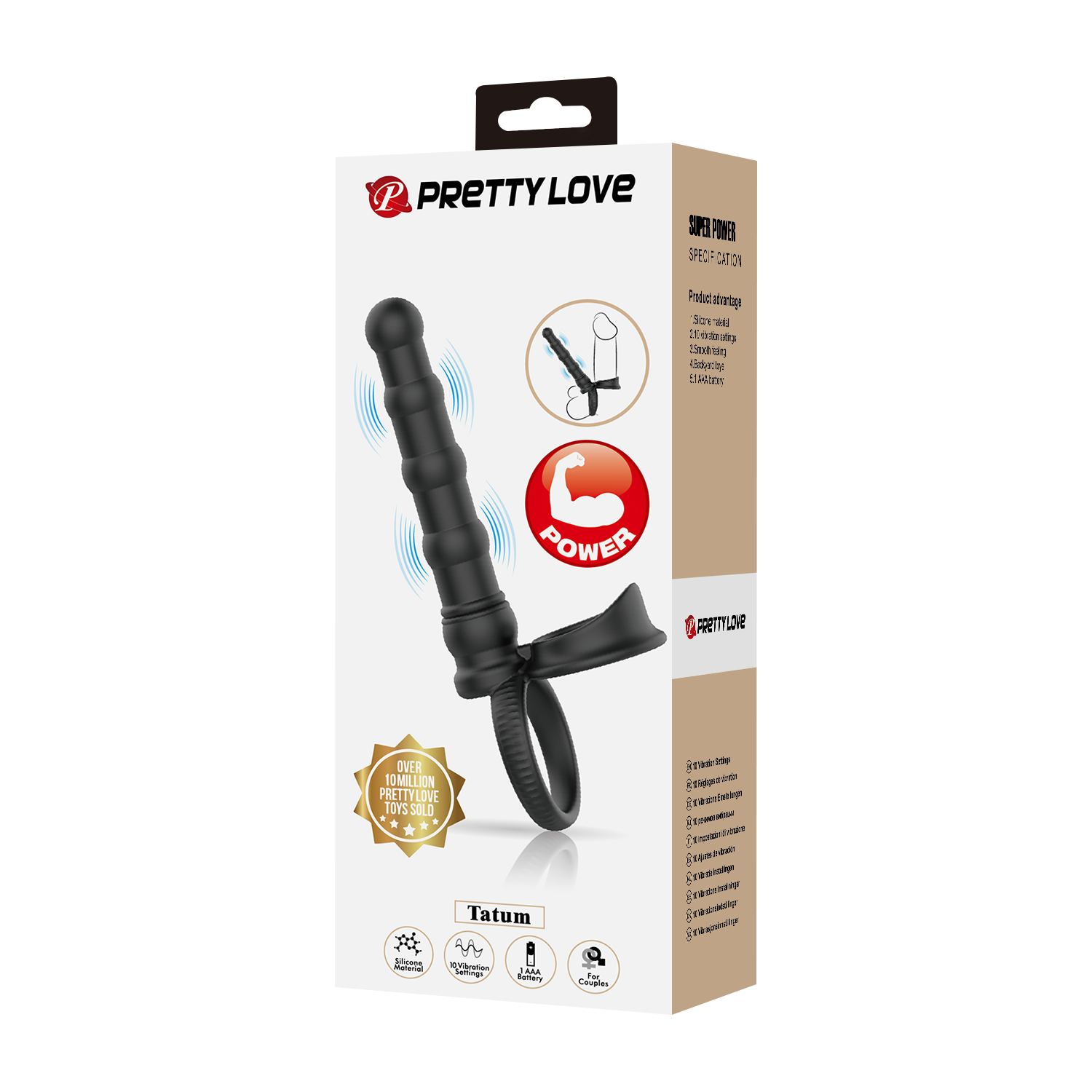 PL – Tatum – Analvibrator mit Penisring – Schwarz