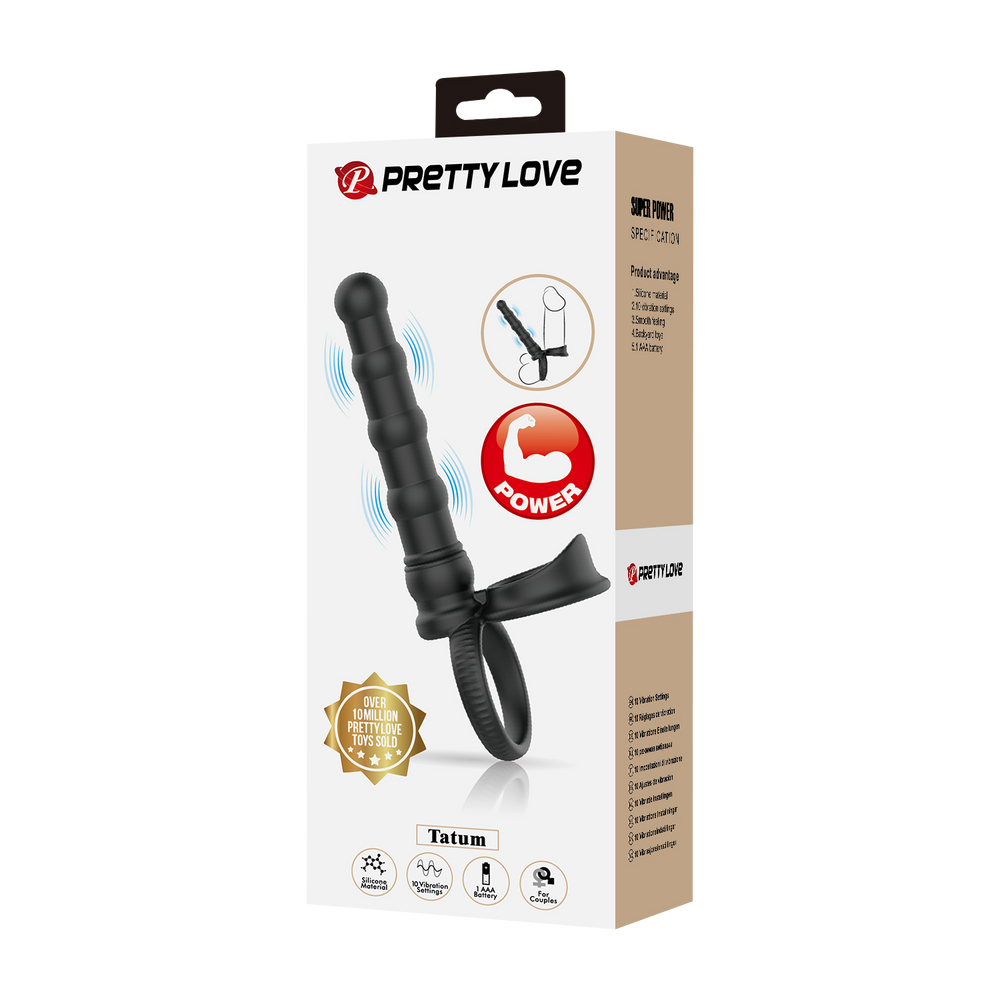 PL – Tatum – Analvibrator mit Penisring – Schwarz