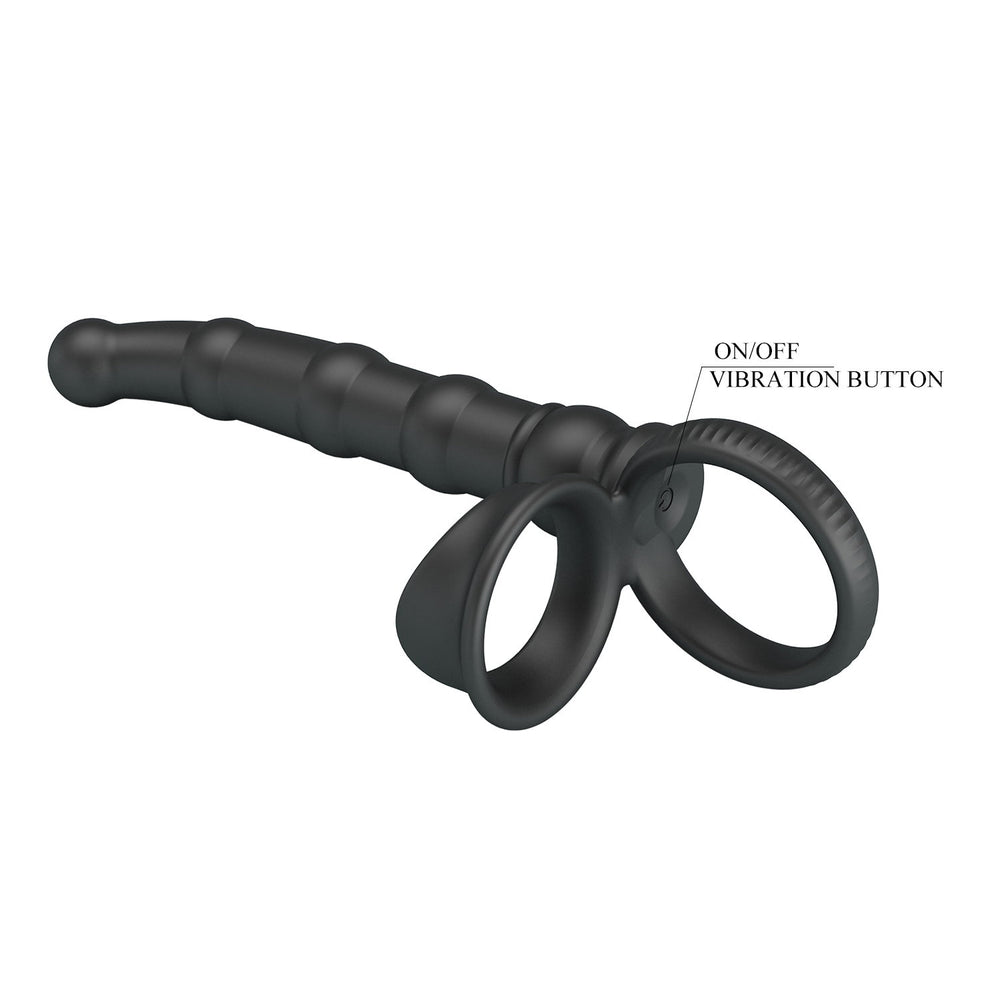 PL – Tatum – Analvibrator mit Penisring – Schwarz