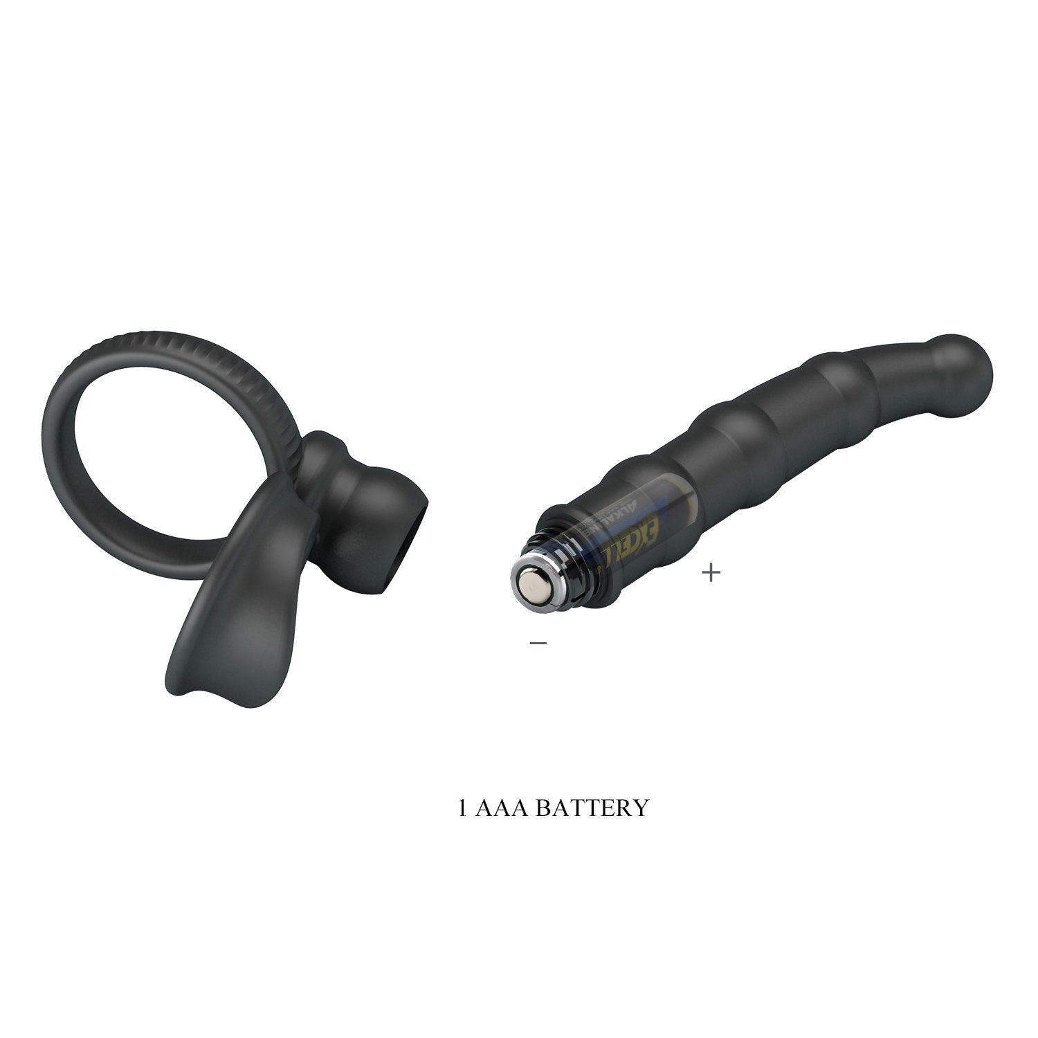 PL – Tatum – Analvibrator mit Penisring – Schwarz