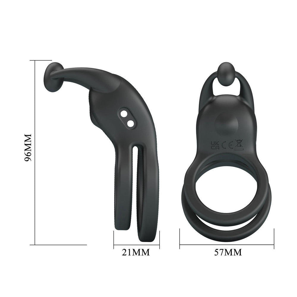 PL - Goodwin - Vibrierender Doppel-Penisring - Schwarz