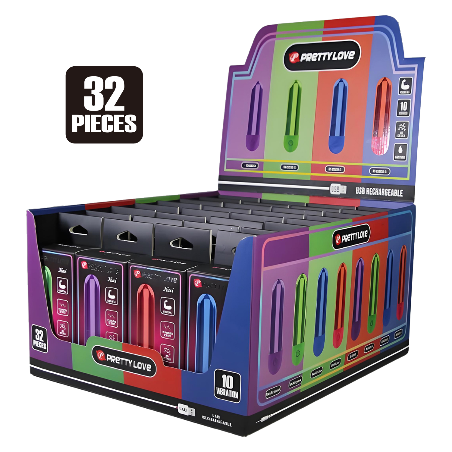 3: PL – Mini-Bullet-Display – 32 Stück – verschiedene Farben