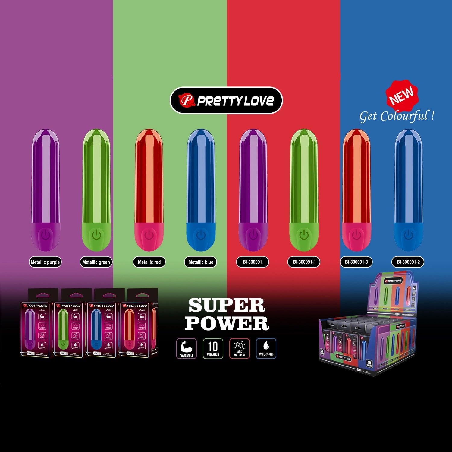 PL – Mini-Bullet-Display – 32 Stück – verschiedene Farben