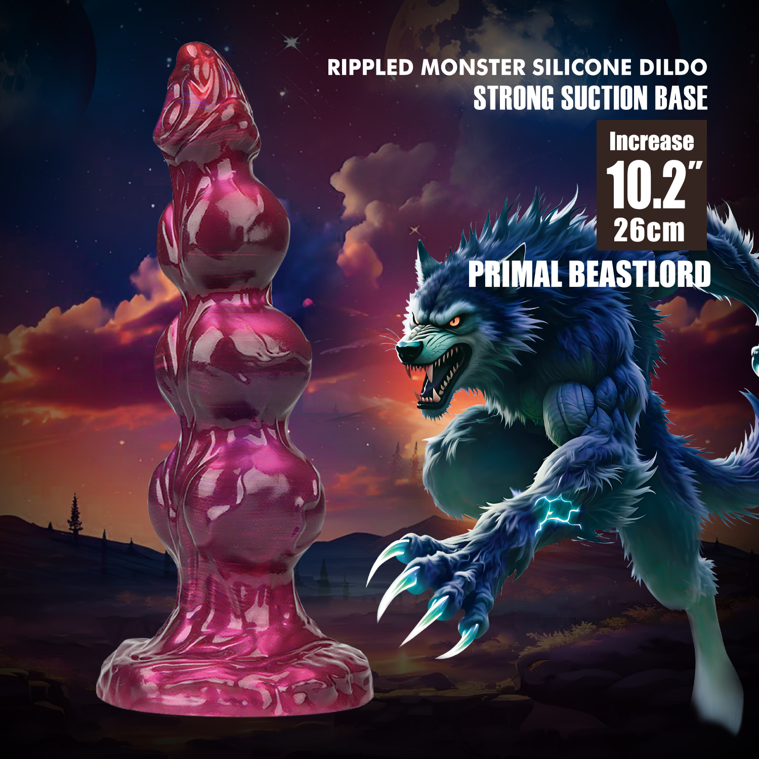 Power Monsters – Primal Beastlord – Rippled Monster Dildo – 26 cm – Mix Color