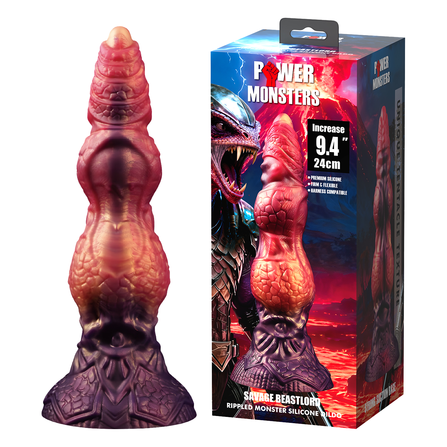 7: Power Monsters – Savage BeastLord – Rippled Monster Dildo – 24 cm – Mix Color