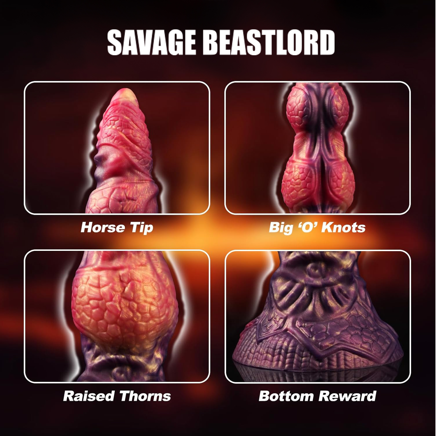 Power Monsters – Savage BeastLord – Rippled Monster Dildo – 24 cm – Mix Color