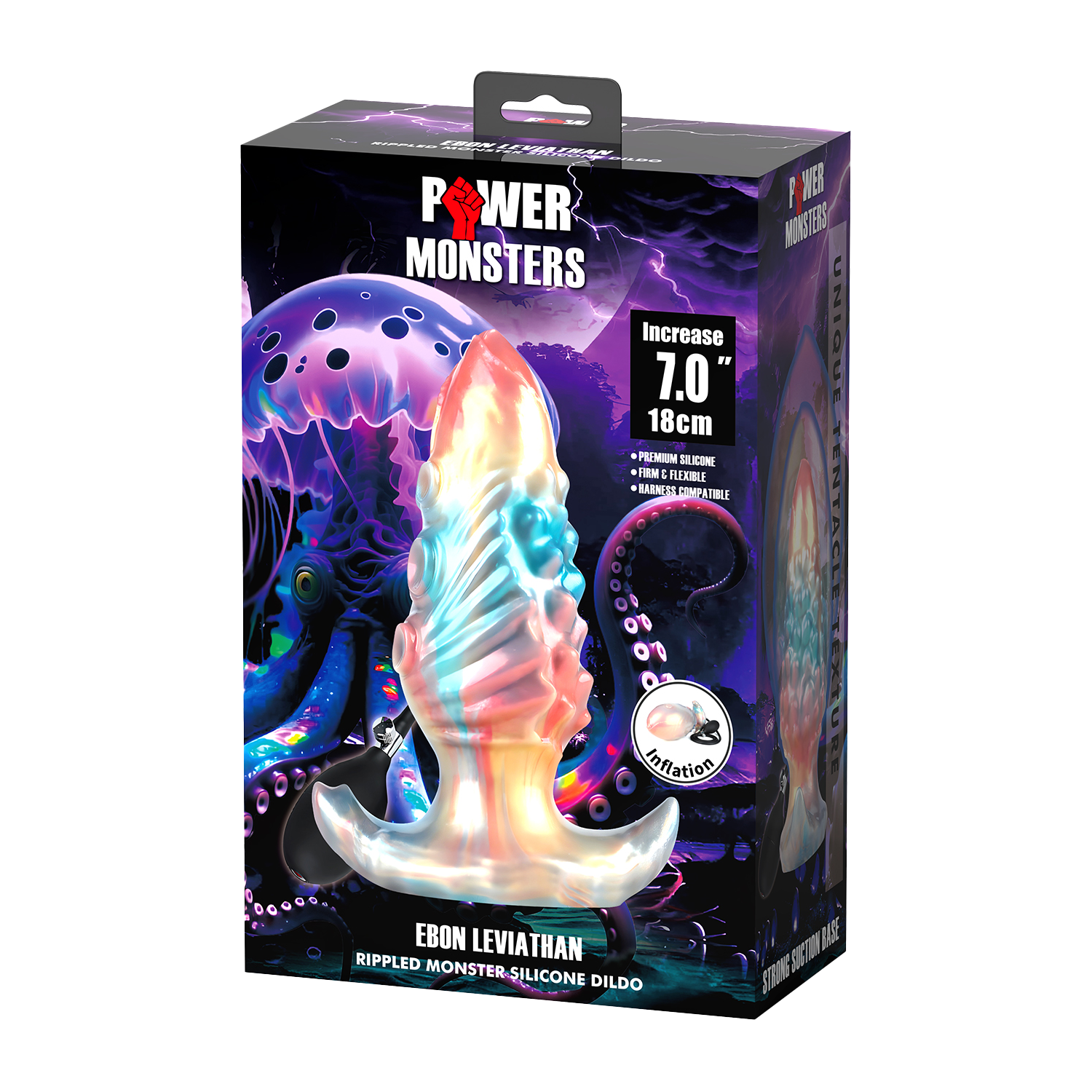 7: Power Monsters – Ebon Leviathan – Aufblasbarer Analplug – 18 cm – Mix Color