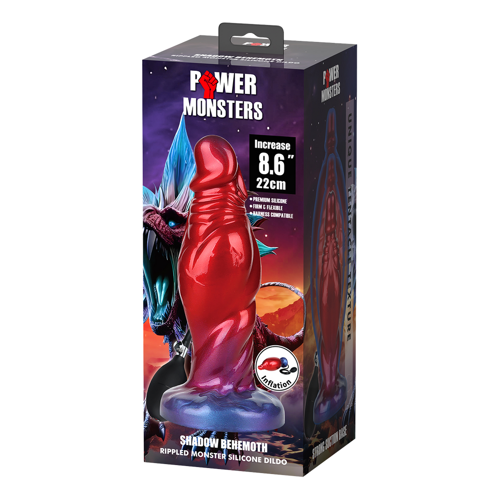 8: Power Monsters – Shadow Behemoth – Aufblasbarer Monster-Dildo mit Wellenstruktur – 22 cm – Mix Color