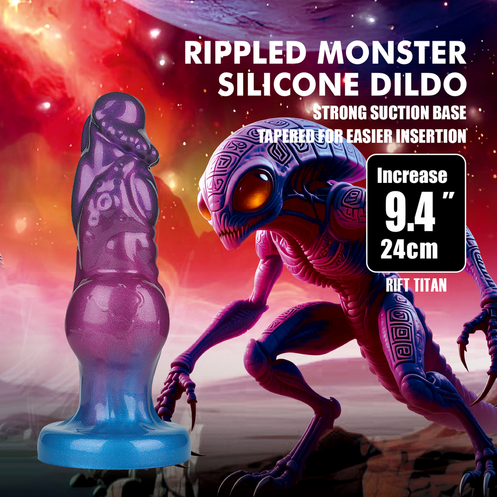 Power Monsters – Rift Titan – Aufblasbarer Monster-Dildo mit Wellenstruktur – 24 cm – Mix Color