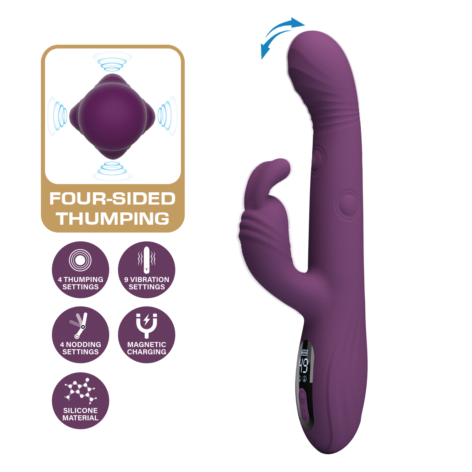 PL - Dee - Rabbit Vibrator - Burgundy