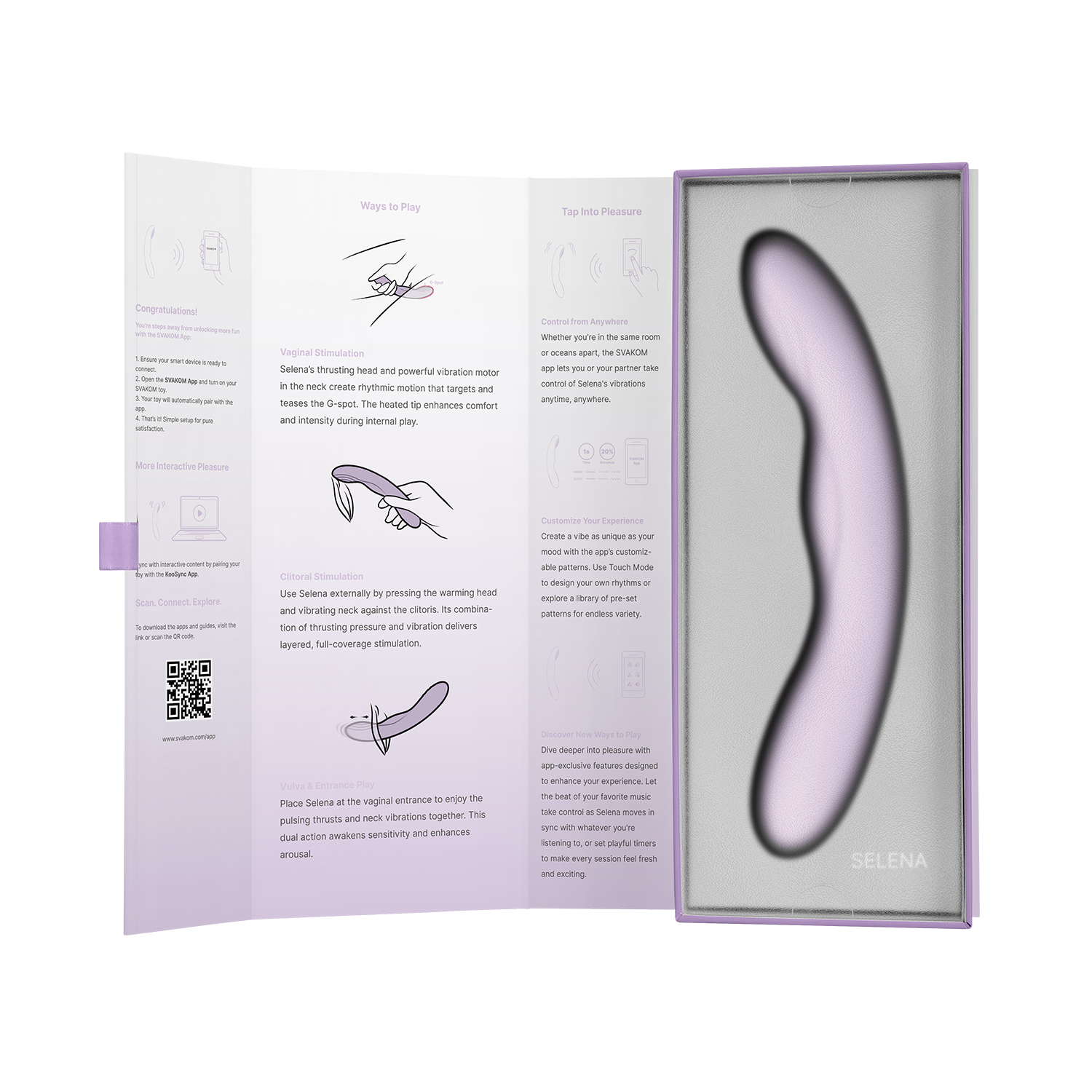 SVAKOM – Selena – Vibrator mit Wärmefunktion und Stoßbewegung, steuerbar per App – Pastell-Lila