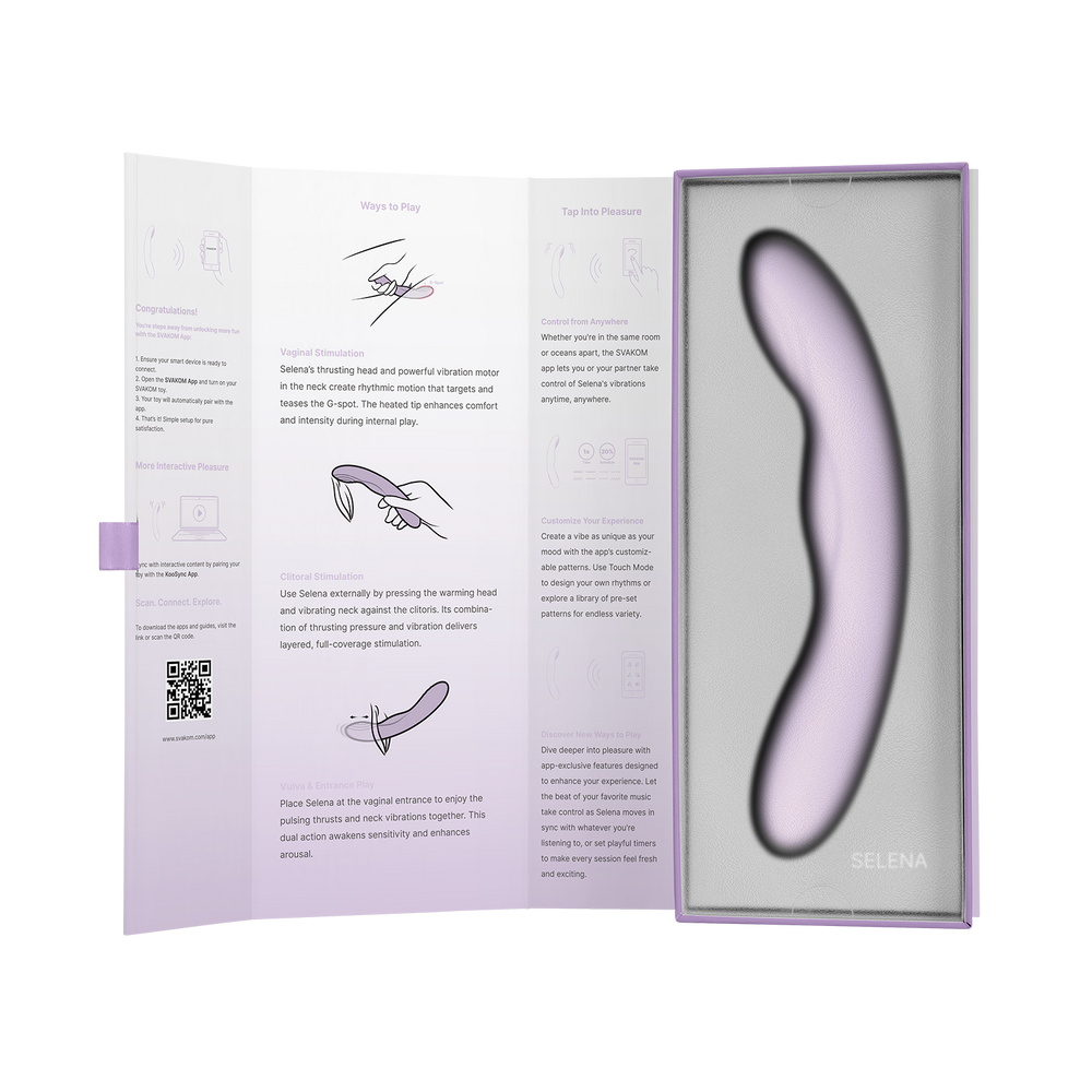 SVAKOM – Selena – Vibrator mit Wärmefunktion und Stoßbewegung, steuerbar per App – Pastell-Lila