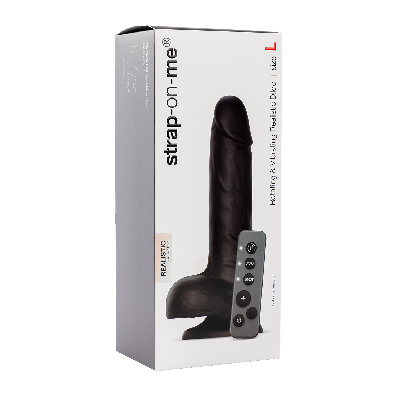 2: Strap-On-Me – Rotierender und vibrierender realistischer Dildo – Größe L – Schwarz