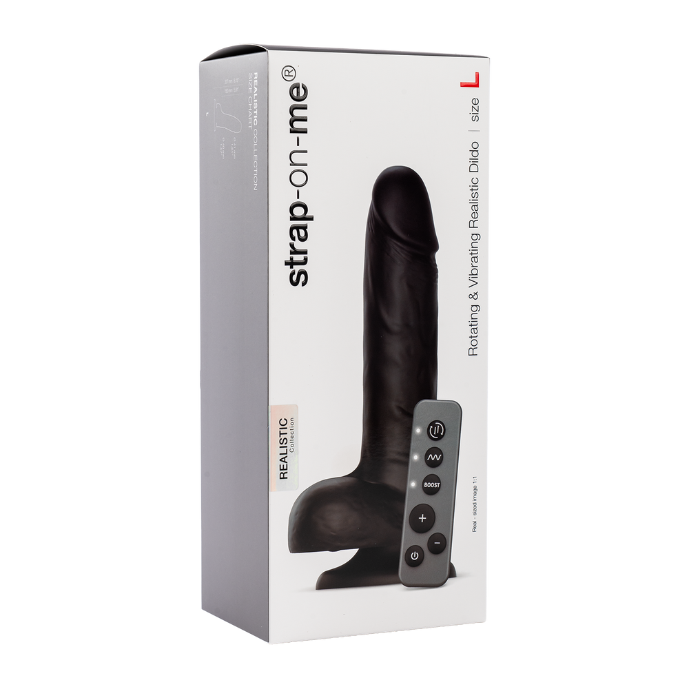 Strap-On-Me – Rotierender und vibrierender realistischer Dildo – Größe L – Schwarz