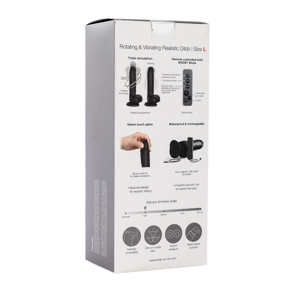 13: Strap-On-Me – Rotierender und vibrierender realistischer Dildo – Größe L – Schwarz