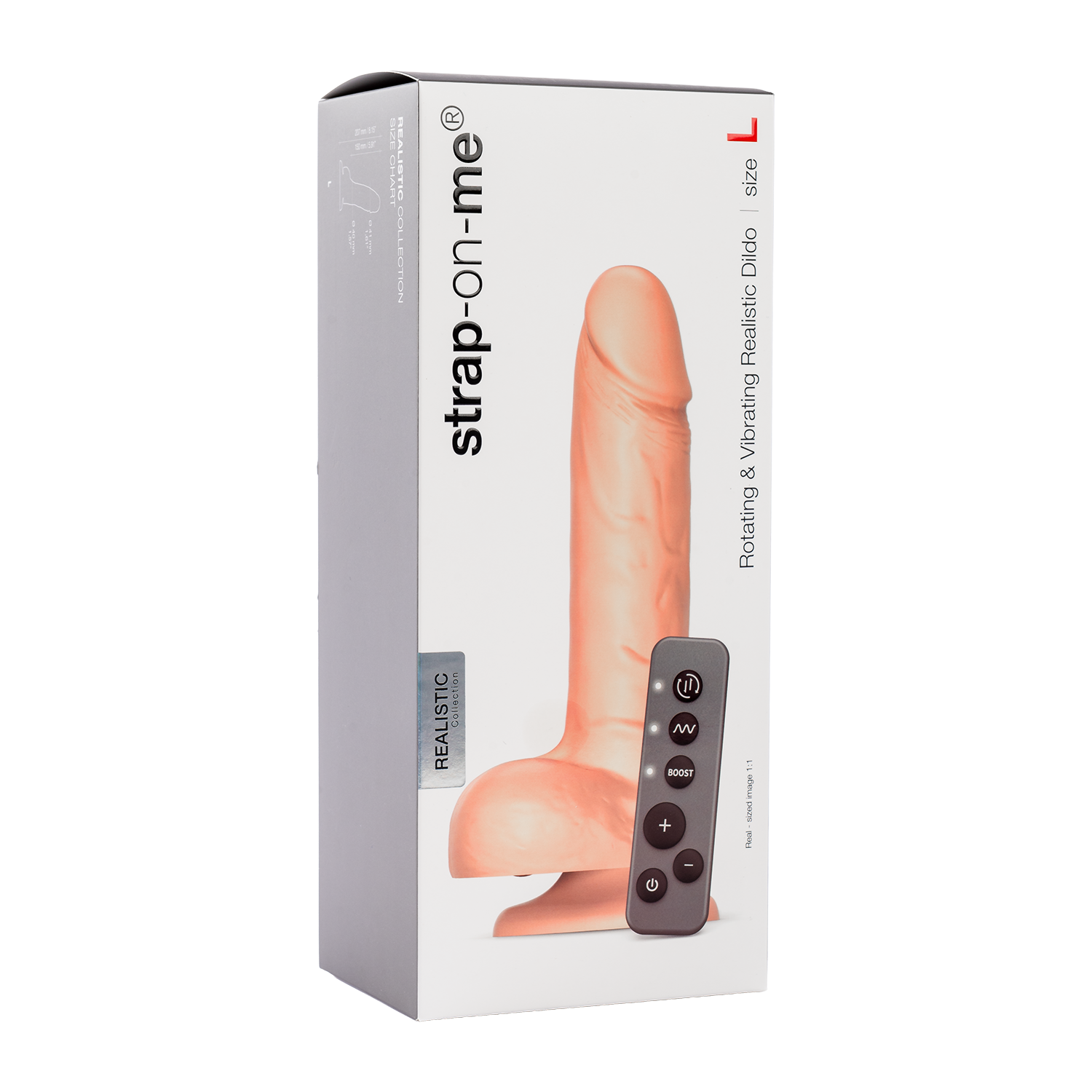 2: Strap-On-Me – Rotierender und vibrierender realistischer Dildo – Größe L – Nude