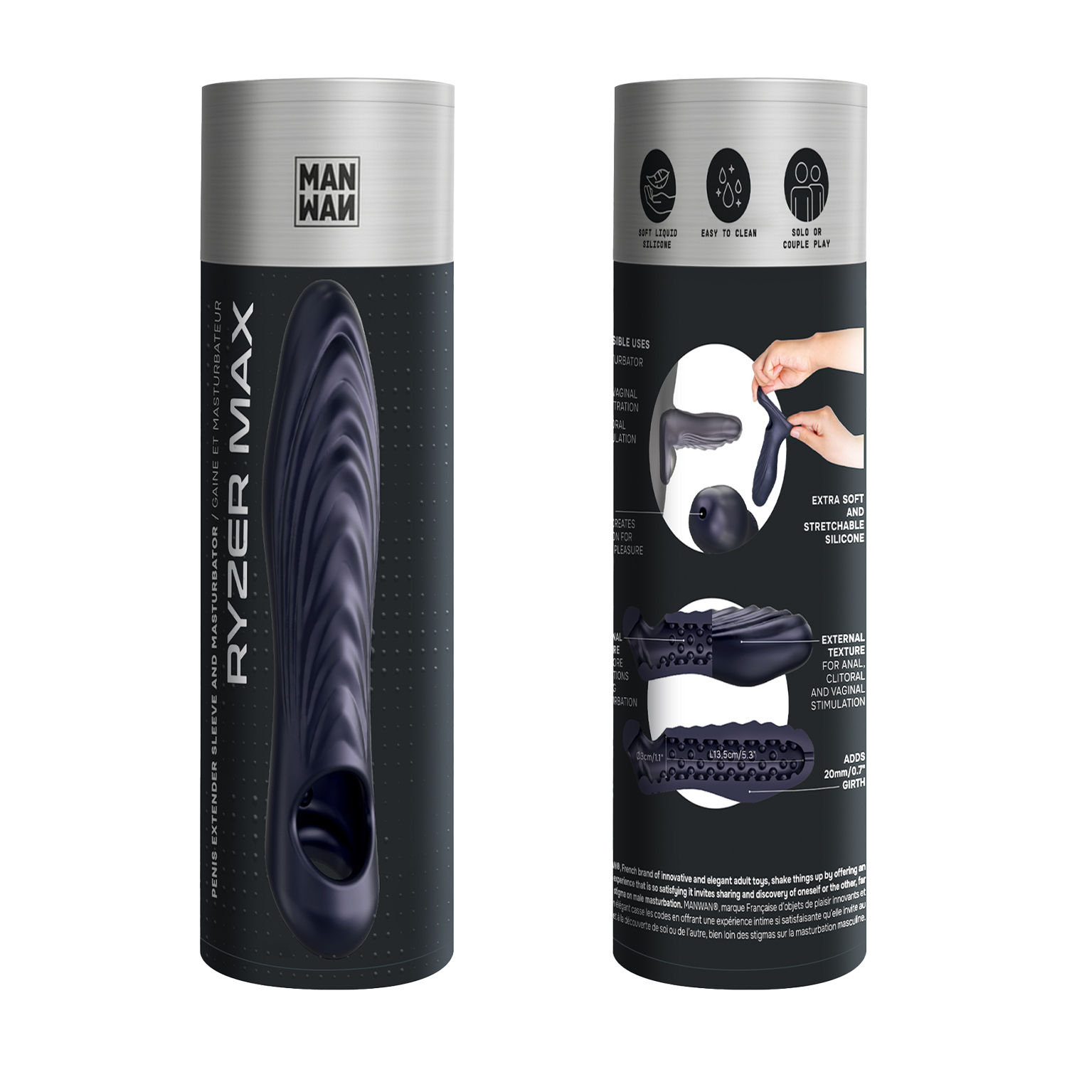MANWAN – Ryzer Max – Penis-Extender und weiche Masturbationshülle – Black Plum