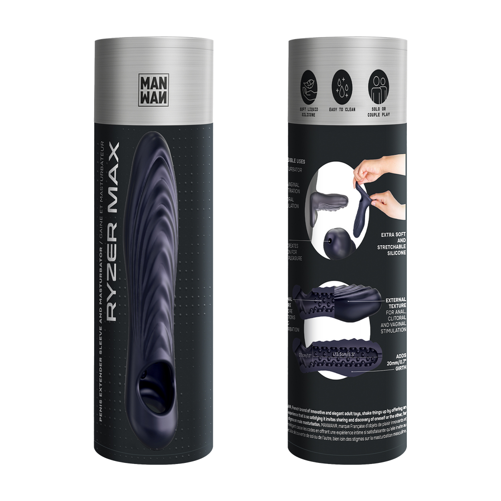 MANWAN – Ryzer Max – Penis-Extender und weiche Masturbationshülle – Black Plum