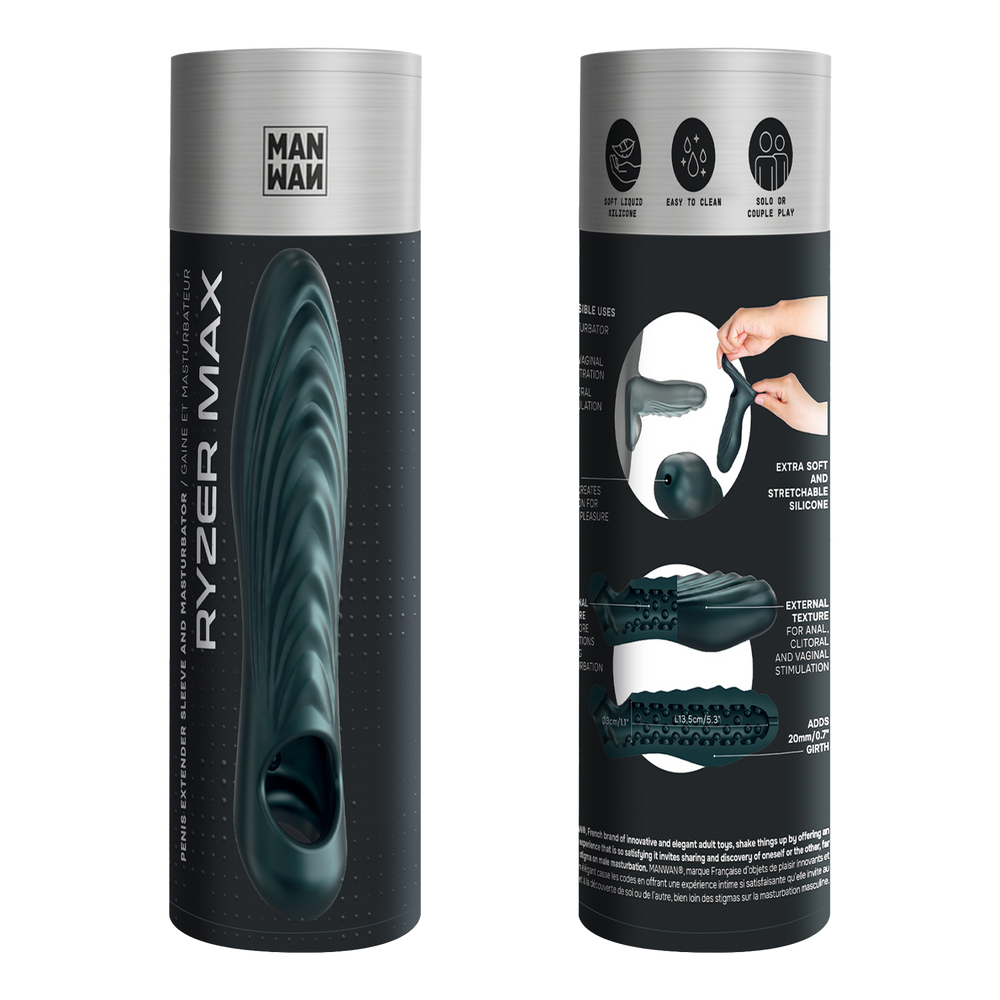 2: MANWAN – Ryzer Max – Penisverlängerer und weiche Masturbationshülle – Pine Grey