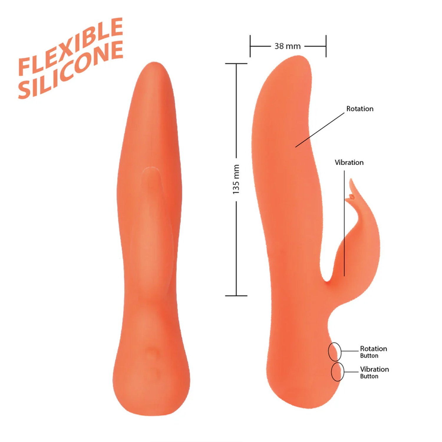 Swan – Blossom – Dual Action Rabbit Vibrator – Coral