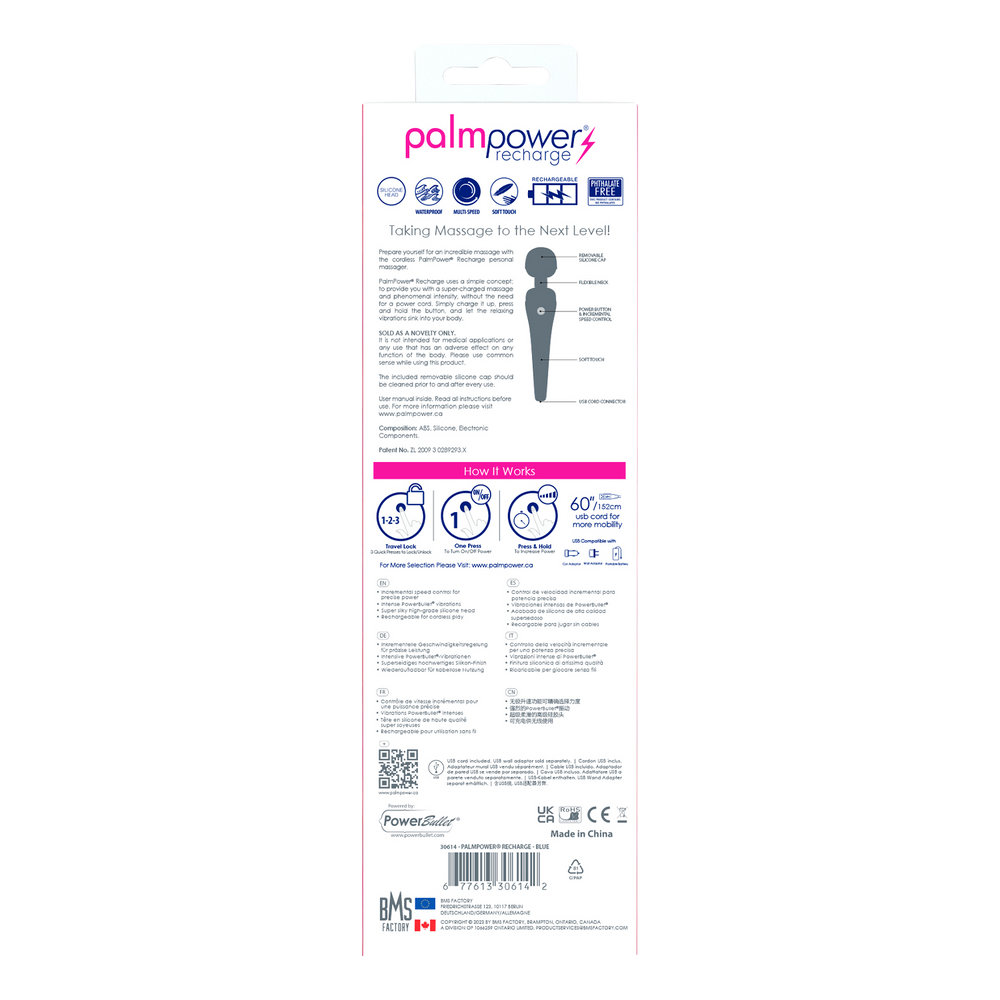 PalmPower – Recharge Wand Massager – Schwarz/Blau