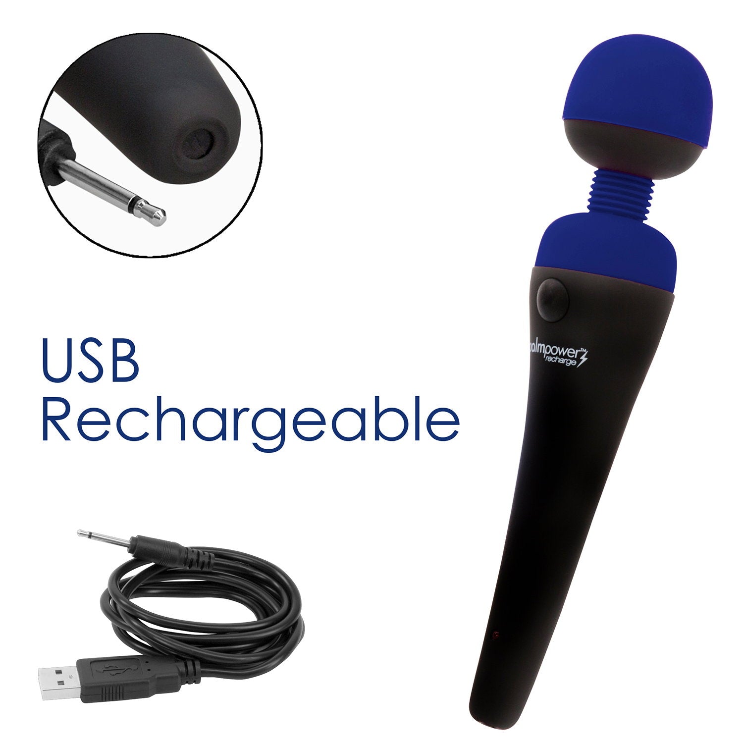PalmPower – Recharge Wand Massager – Schwarz/Blau