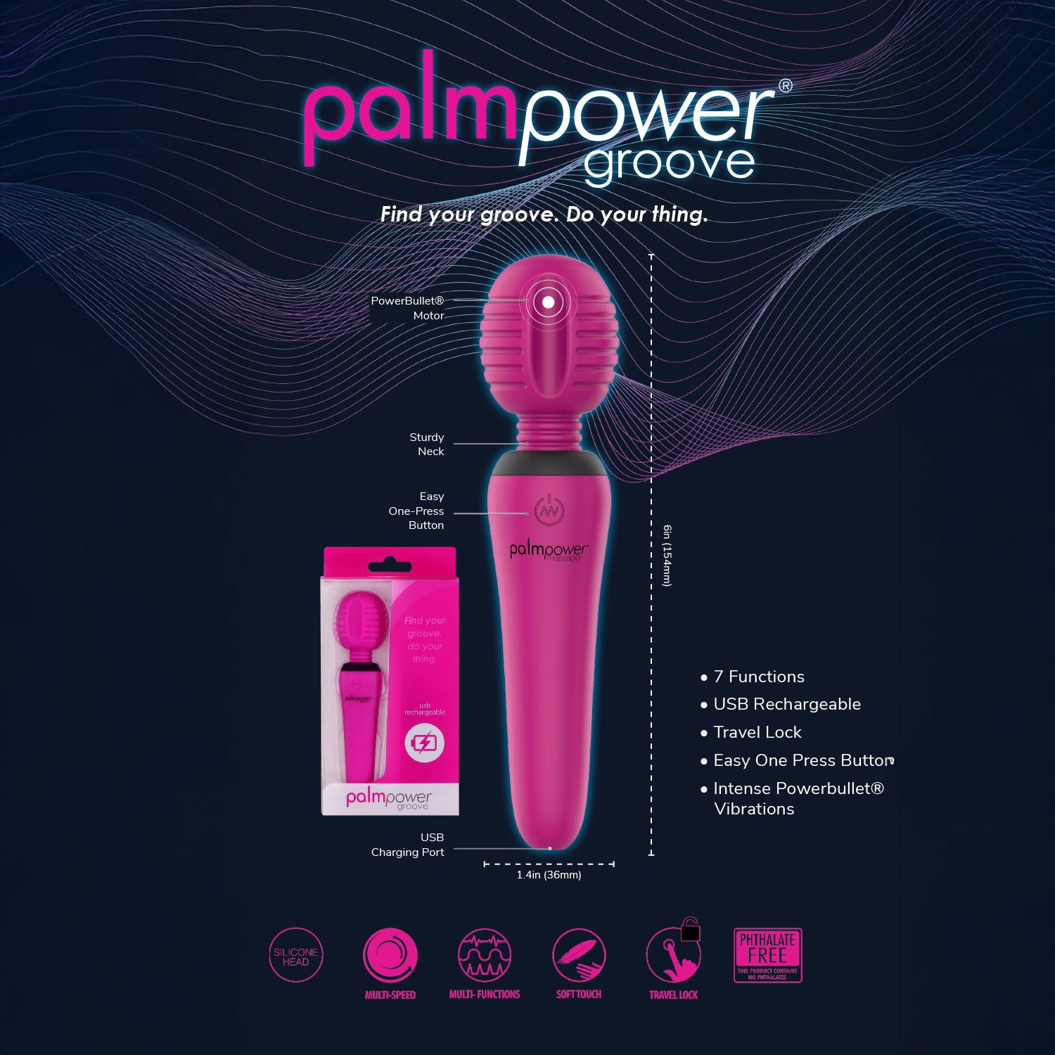 8: PalmPower - Groove - Mini Wand Massager - Pink
