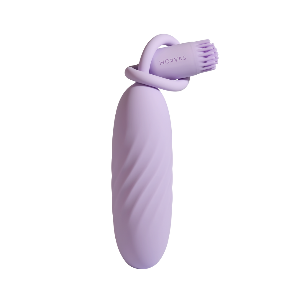 4: SVAKOM – Plume – Flexibler Bullet-Vibrator mit Bürstenbesatz – Pastell-Lila