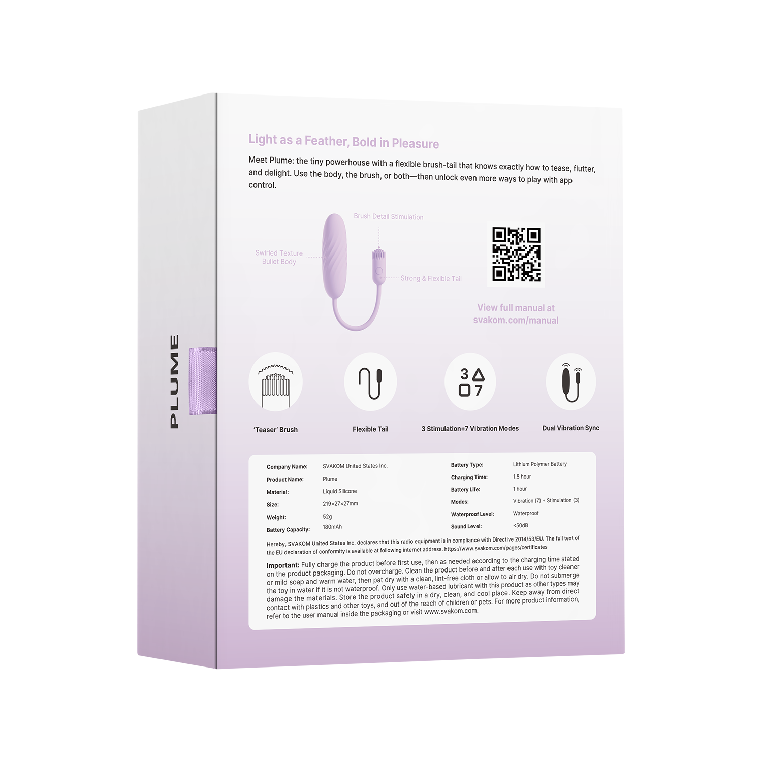 11: SVAKOM – Plume – Flexibler Bullet-Vibrator mit Bürstenbesatz – Pastell-Lila