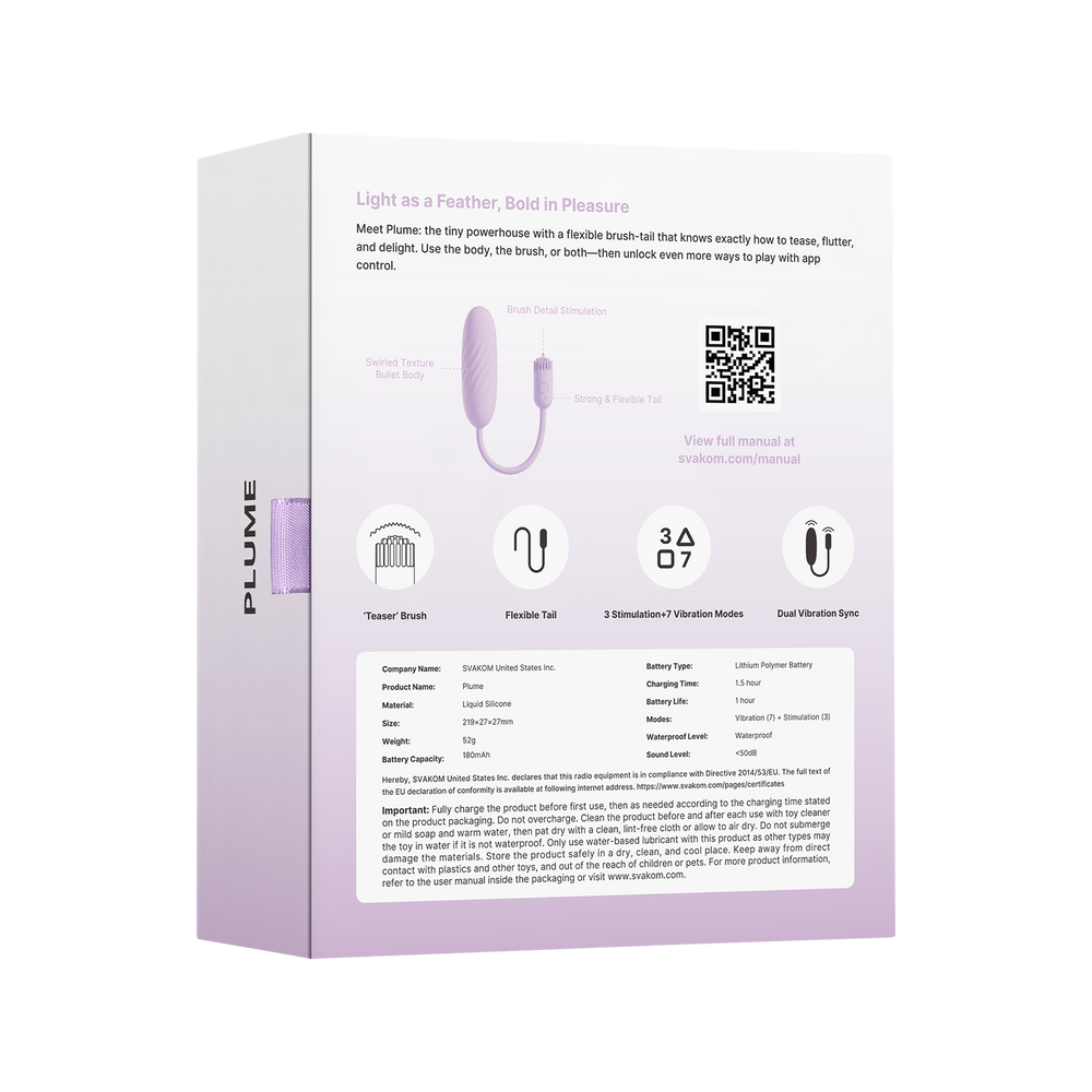 11: SVAKOM – Plume – Flexibler Bullet-Vibrator mit Bürstenbesatz – Pastell-Lila