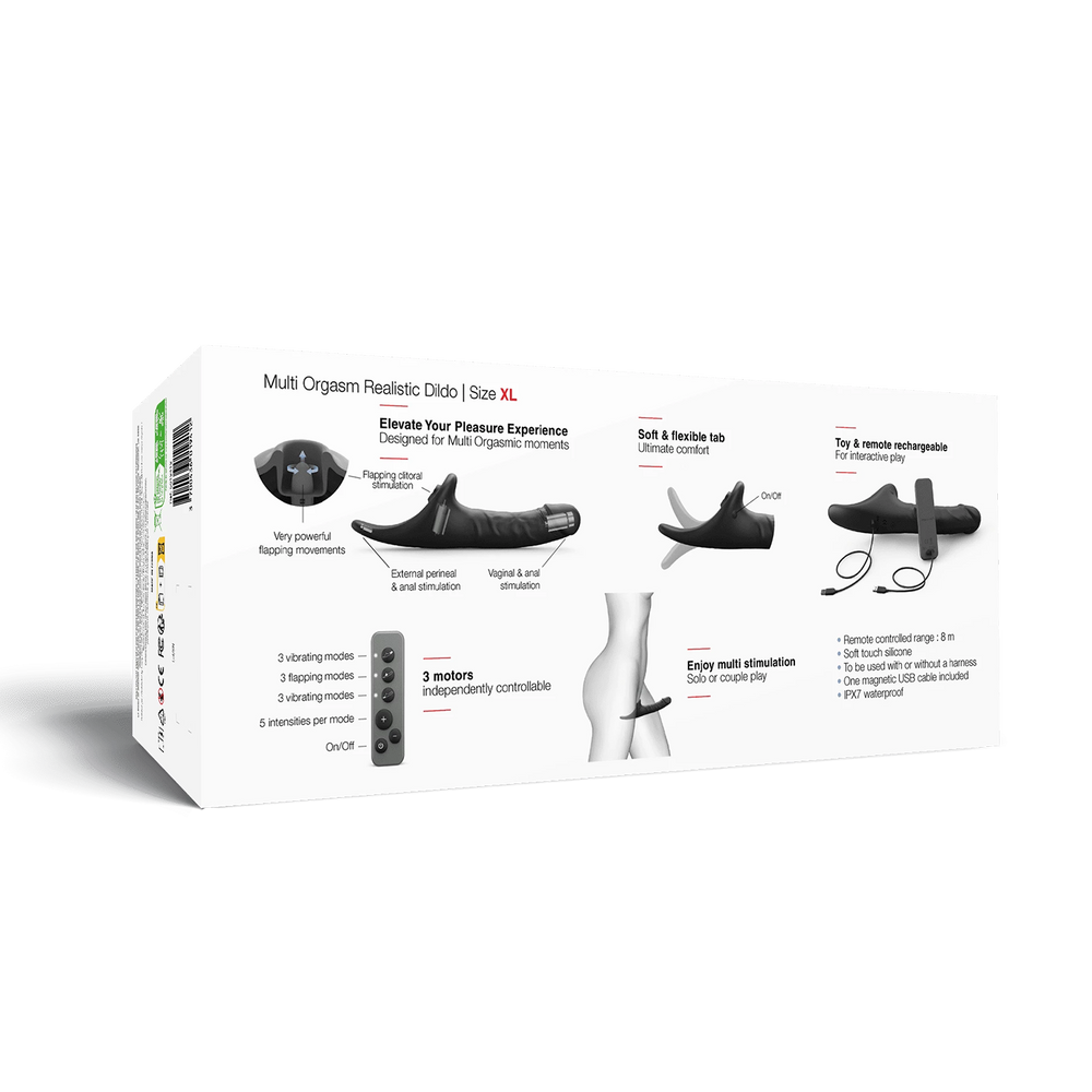 Strap-On-Me – Realistischer Multi-Orgasmus-Dildo – Größe XL – Schwarz
