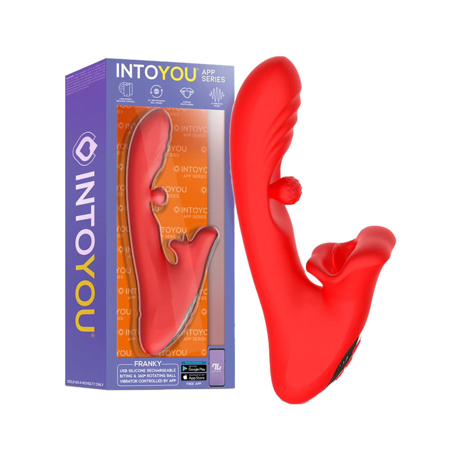 IY – Franky – Beißender und rotierender Kugelvibrator mit App-Steuerung – Rot