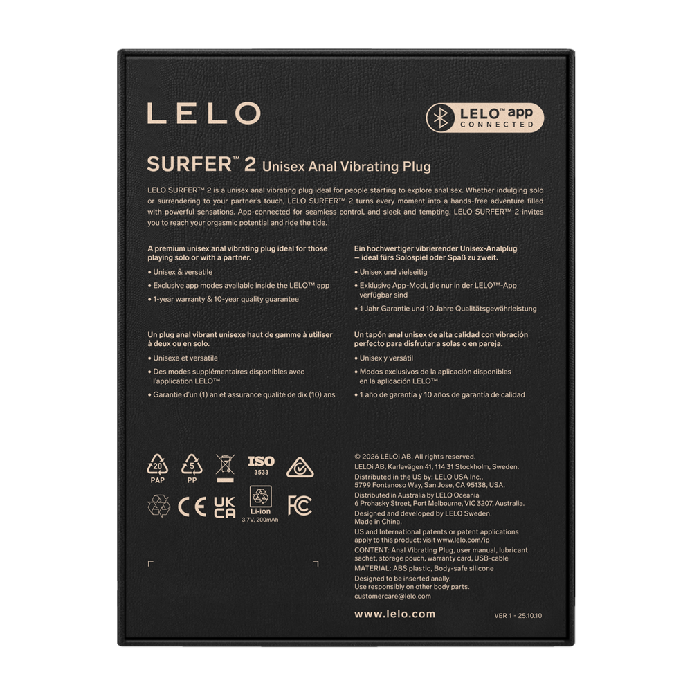 LELO Surfer 2 – Unisex-Analvibrator – Schwarz
