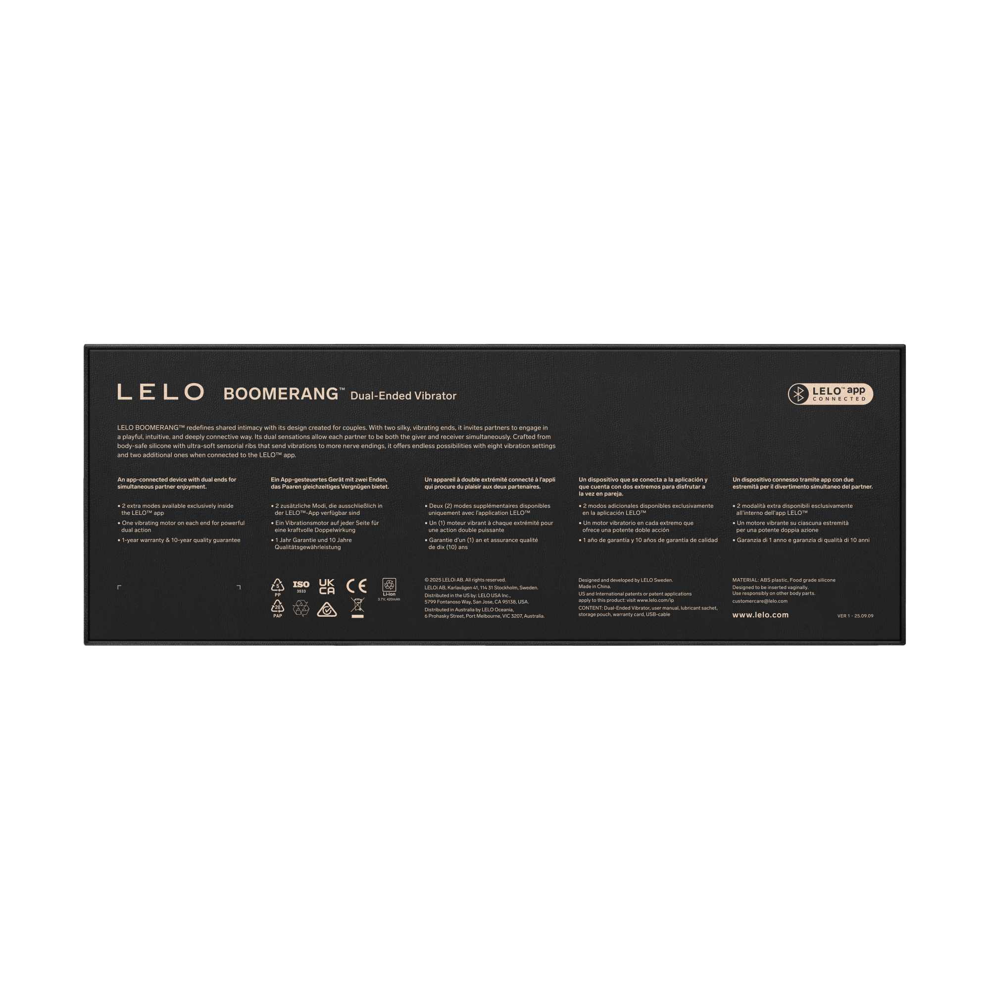LELO – BOOMERANG™ – Doppelseitiger Vibrator – Korallenrot
