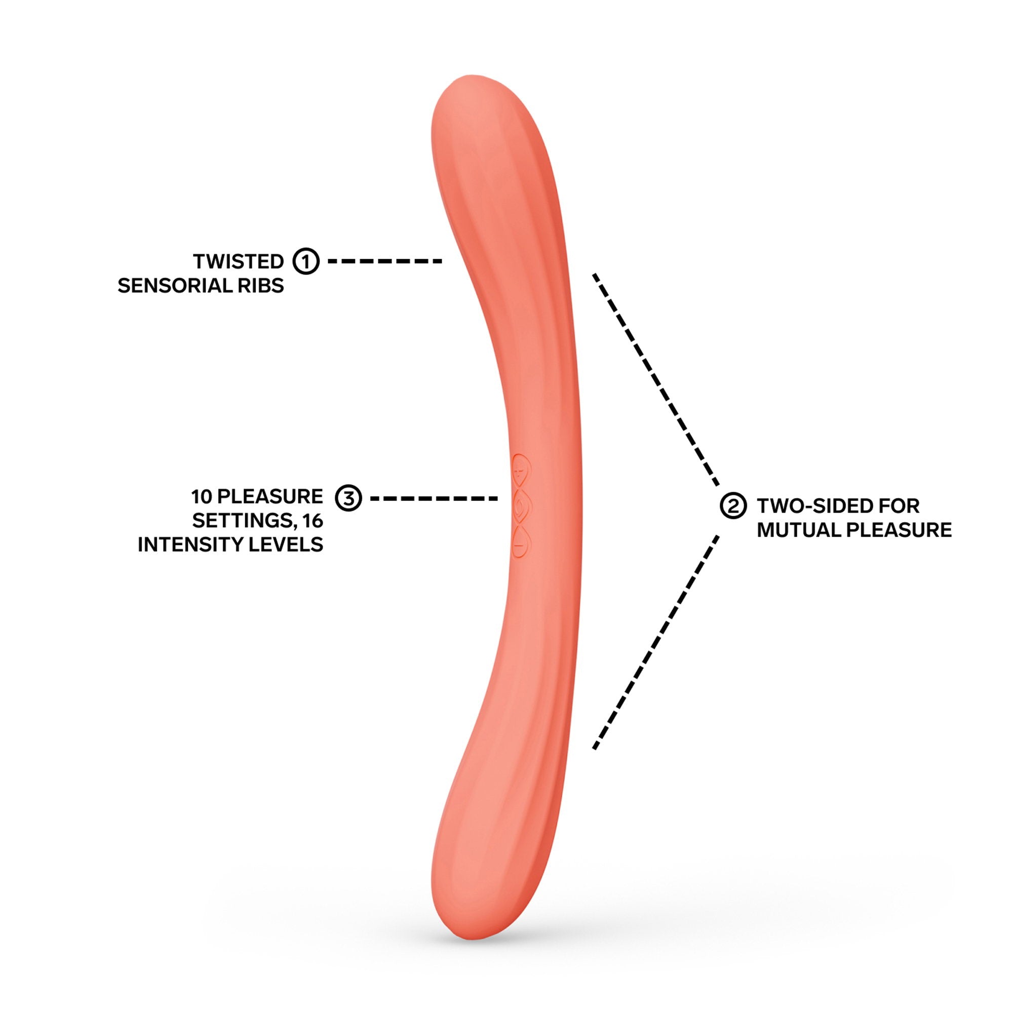 LELO – BOOMERANG™ – Doppelseitiger Vibrator – Korallenrot
