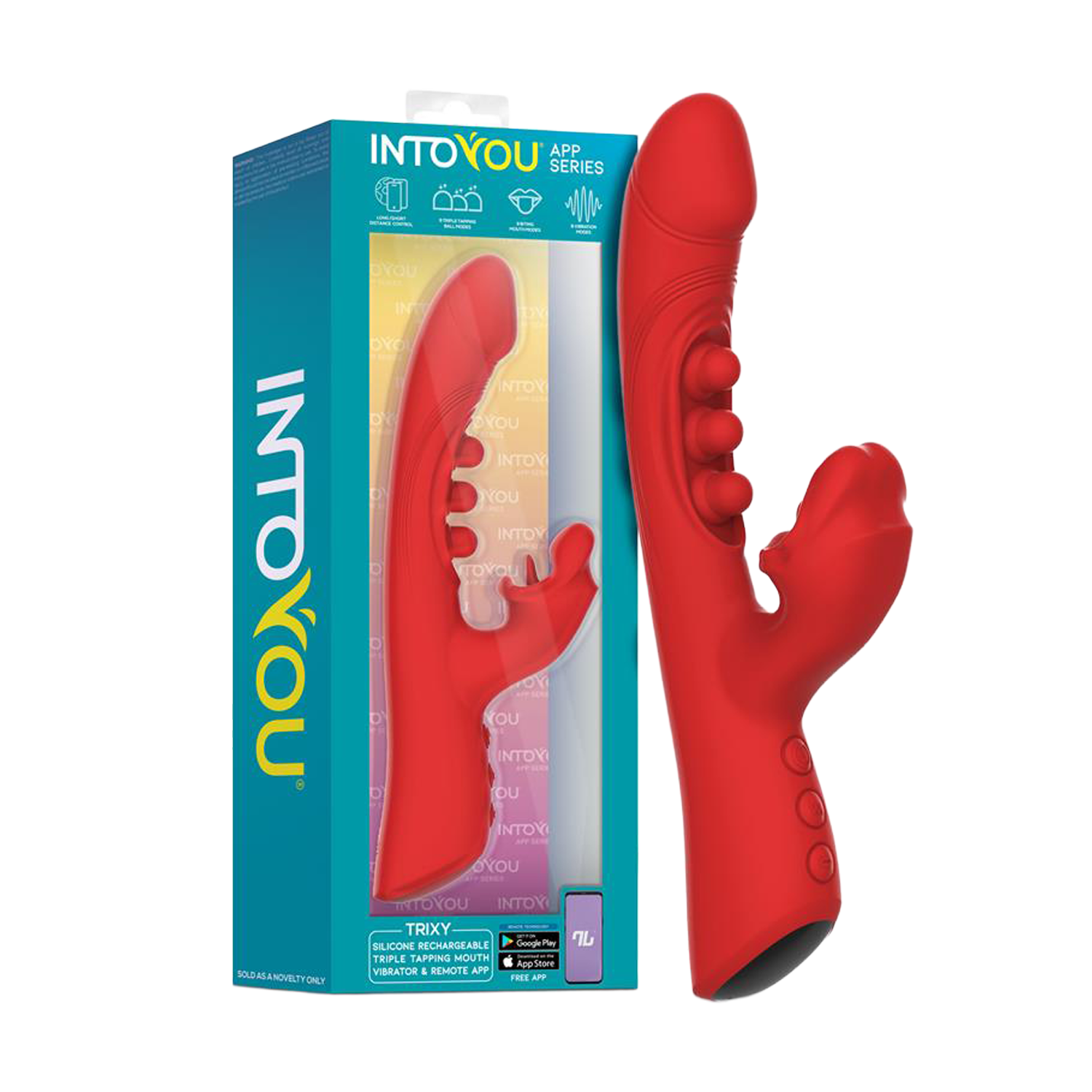 IY – Trixy – Mundvibrator mit dreifacher Klopffunktion und App-Steuerung – Rot